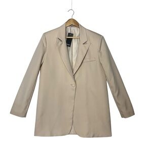 NASTY GAL sz 6 Women's Blazer Longline Single Button Lined Beige